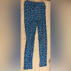LulaRoe Girls Size Large Blue Bomb Pop Popsicle Leggings
